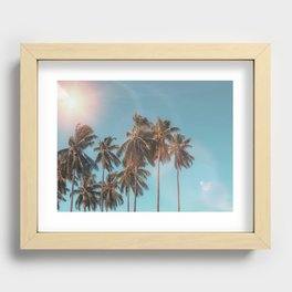 Tropical Summer Palm Trees, Blue Sky Recessed Framed Print