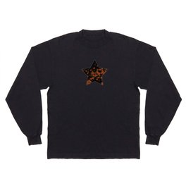 Distressed Bleached Rust on Black Fabric Long Sleeve T-shirt