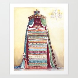 Twenty mattresses & Twenty quilts - From The Princess and The Pea - By: Hans Christian Andersen Art Print