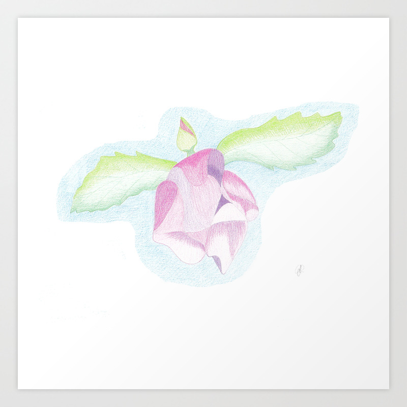 Hibiscus Fairy Floral Pattern Made Of Color Pencil Drawing Art