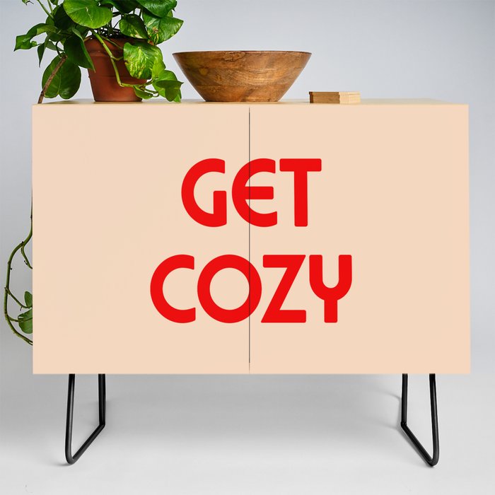 Get Cozy, White and Red Credenza