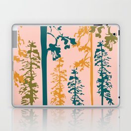 Woody - Green Minimal Forest Tree Art Design on Pink Laptop Skin