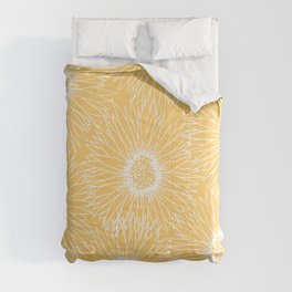 Yellow Sunflowers Line Art Comforter