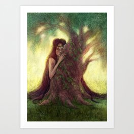 Old Tree Fairy Forest Art Print