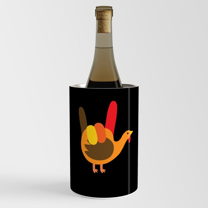Autumn Fall Turkey Rock And Roll Sign Thanksgiving Wine Chiller