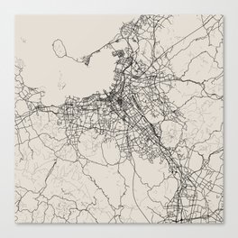 Japan, Fukuoka Black&White Map - Canvas Print