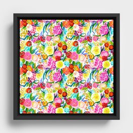 Neon Summer Floral (Smaller Print size) Framed Canvas