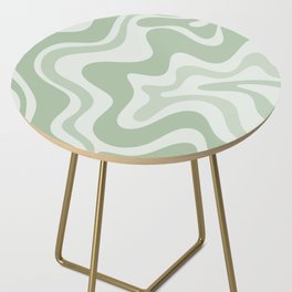Retro Liquid Swirl Abstract Pattern Sage Side Table