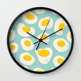 Cute kawaii breakfeast egg seamless pattern Wall Clock