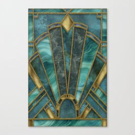 Elegant Stained Glass Art Deco Window With Marble And Gemstone Canvas Print