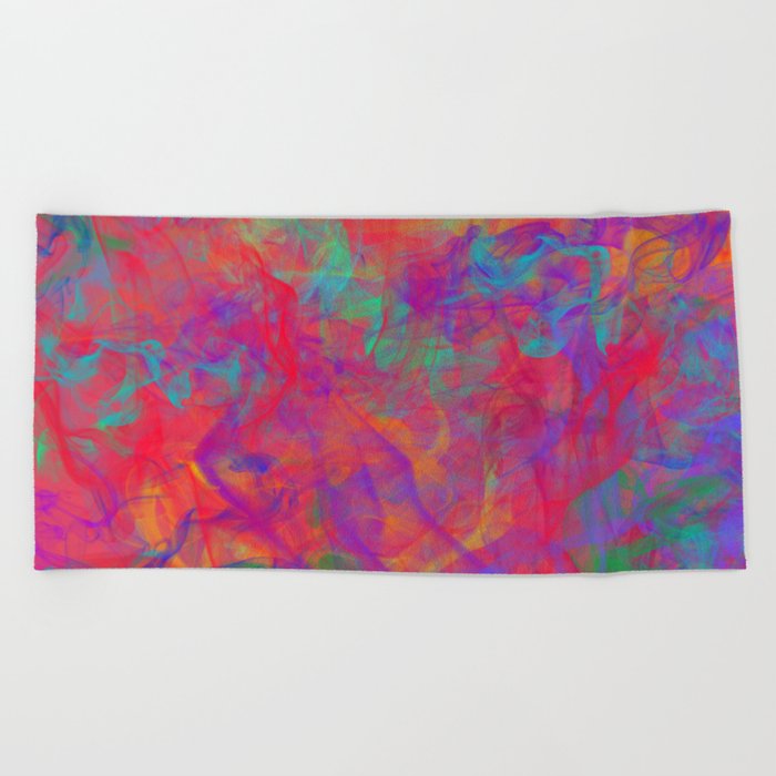 ABSTRACT - COLOR - SMOKE - RED Beach Towel