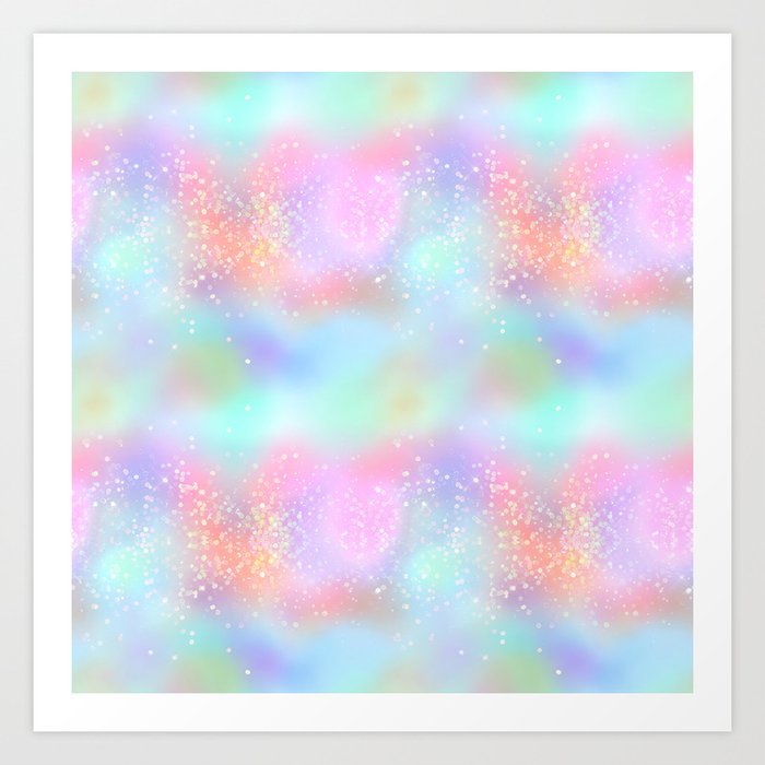 Pretty Rainbow Holographic Glitter Art Print
