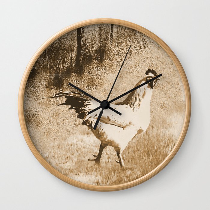 Rustic Country Rooster Modern Country Kitchen Farmhouse Art A572 Wall Clock