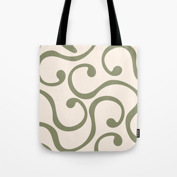  Reto Abstract Curvy lines pattern - Artichoke and Linen Tote Bag