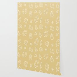 Tan and White Gems Pattern Wallpaper