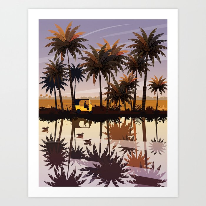 Allepey backwaters ft. Tuktuk Art Print