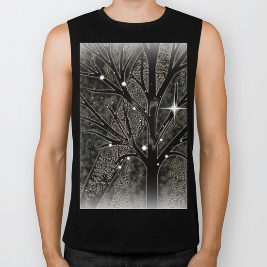 Black frozen winter sparkly night Biker Tank