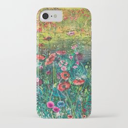 Poppy Time - Field of Wildflowers by the Lagoon in California iPhone Case