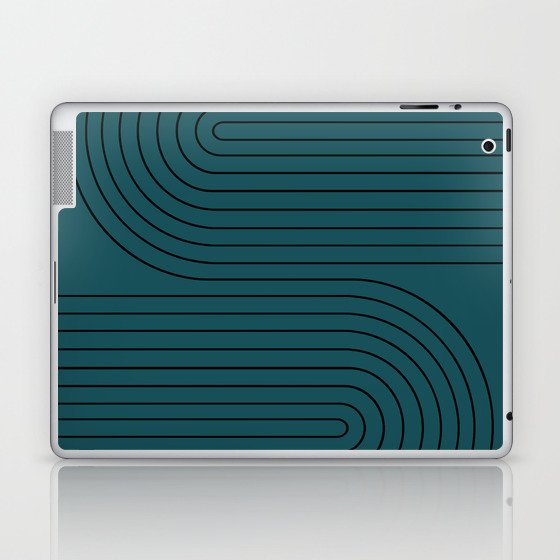 Minimal Line Curvature LVIII Dark Teal Mid Century Modern Arch Abstract Laptop & iPad Skin