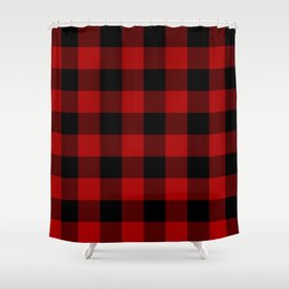 Red Plaid Pattern Design Shower Curtain