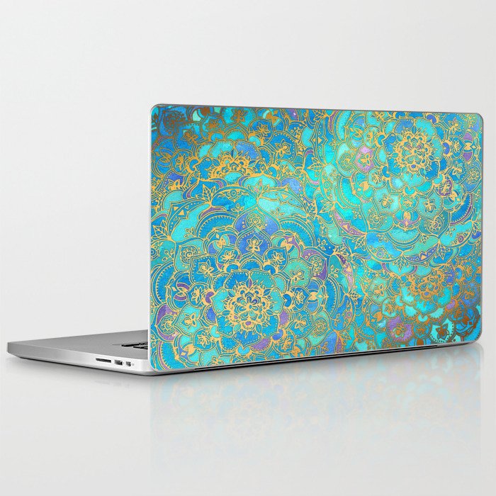 Laptop & Ipad Skin | Sapphire & Jade Stained Glass Mandalas by Micklyn - 13