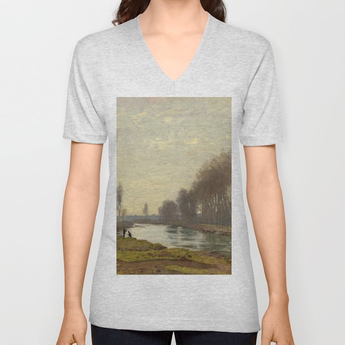 The Petite Bras of the Seine at Argenteuil by Claude Monet V Neck T Shirt
