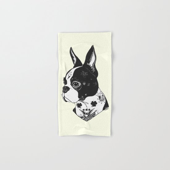 Dog - Tattooed BostonTerrier Hand & Bath Towel