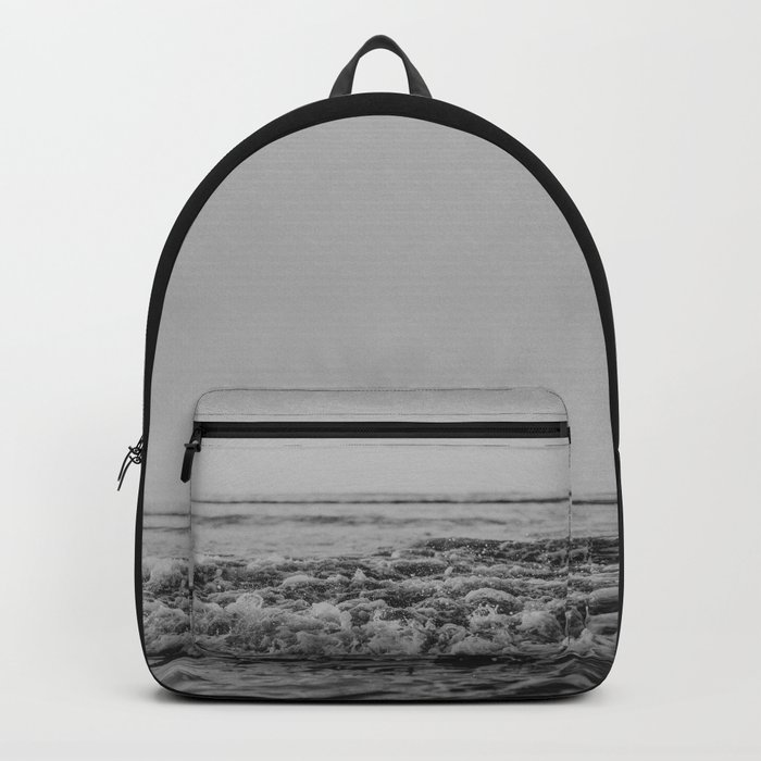 Black and White Pacific Ocean Waves Backpack
