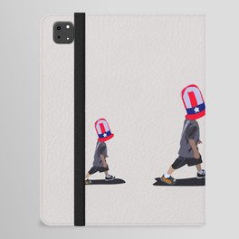 walking boys on beige background iPad Folio Case