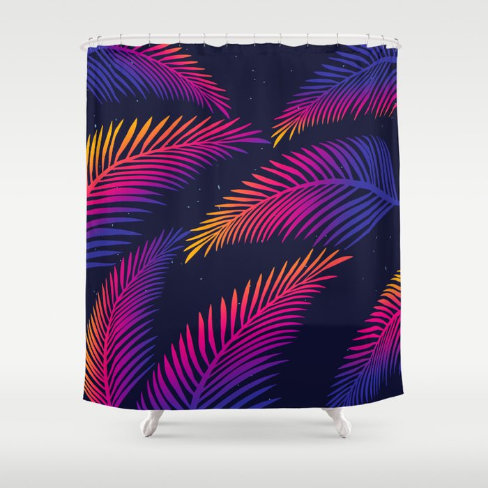 Neon Leaves Shower Curtain
