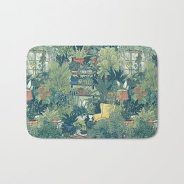 Not Enough Houseplants Bath Mat | Indoorplants, Green, Digital, Armchair, Quirky, Intricate, Plants, Painting, Fiddleleaffig, Pattern 