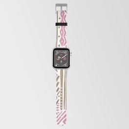 Abstract Geometric Pastel Pink White Gold Tribal Pattern Apple Watch Band