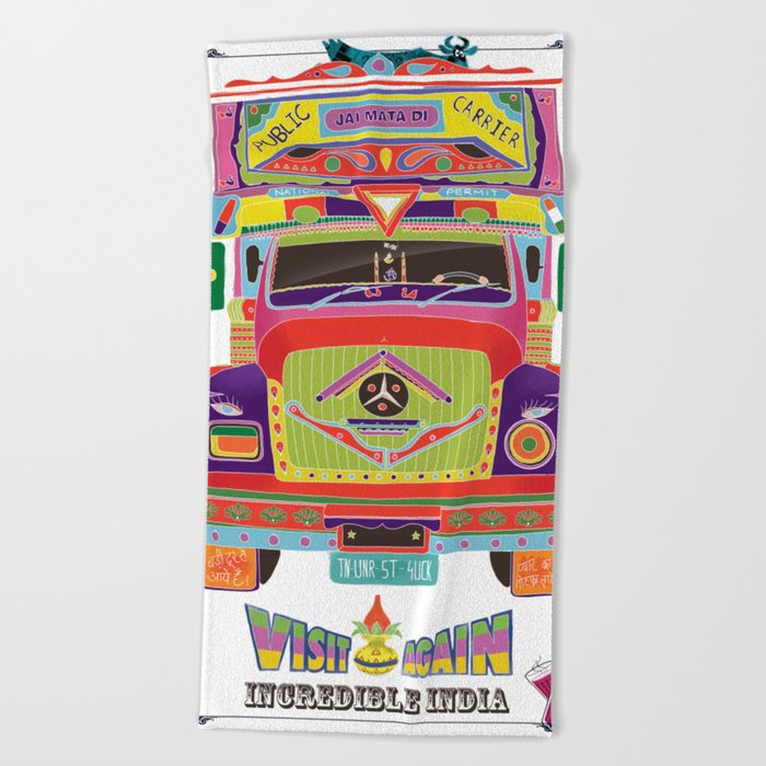 Indian Truck Art Beach Towel By Markfield27
