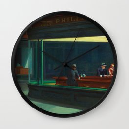 Nighthawks By Edward Hopper Wall Clock | Watercolor, Art, Newyorkcity, City, Nyc, Nighthawks, Vintage, Newyork, Edwardhopper, Cafe 