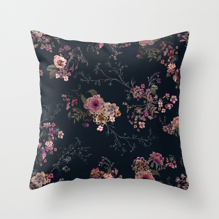 Japanese Boho Floral Throw Pillow