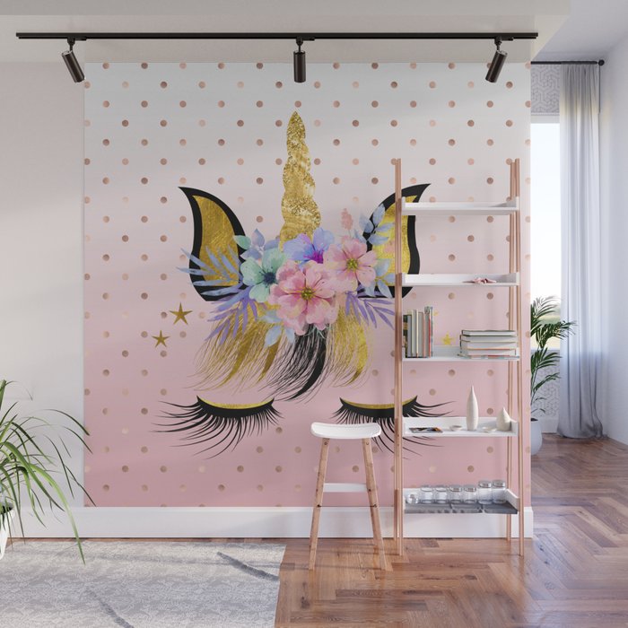 Floral Unicorn  Wall Mural