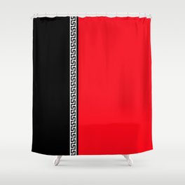 Greek Key 2 - Red and Black Shower Curtain