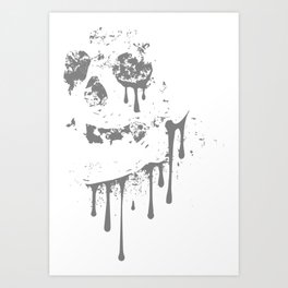 paint dripping skull eyes scary creepy evil halloween design simple minimal splatter grunge sillhouette dead death Art Print