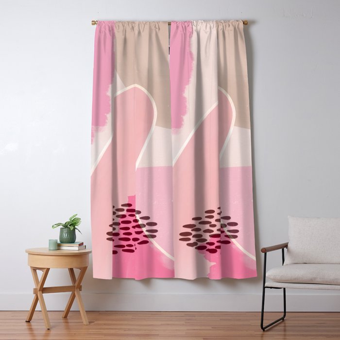 Emma Modern Abstract Painting Brush Strokes Color Palette Light Pink Fuchsia Blush Pop Art Blackout Curtain By Mightyfacedesigns