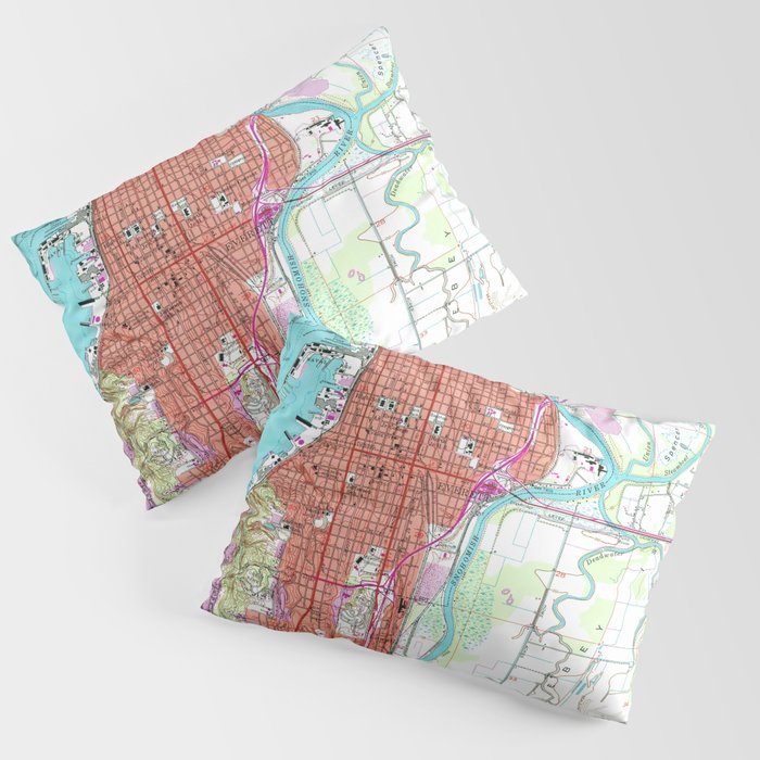 Vintage Map of Everett Washington (1953) Pillow Sham