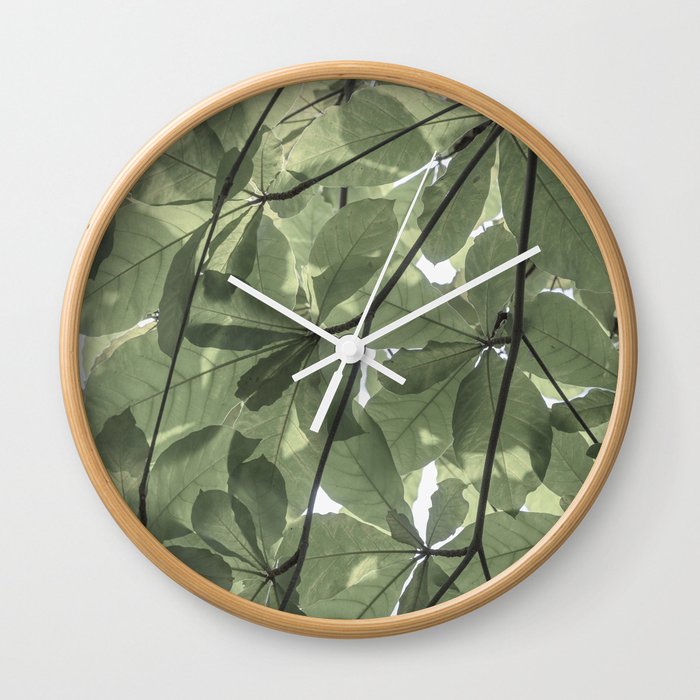 Sage green botanical art print - soft green leaves - nature and travel photography Wall Clock