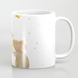 Cute Mice Sharing Cheese on the Moon Coffee Mug