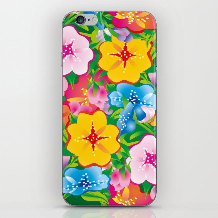 Tropical Colorful Flower Collage In Birght Summer Colors iPhone Skin