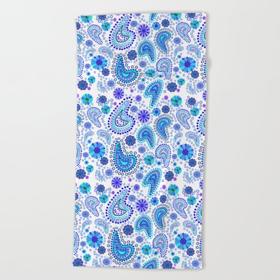 Paisley Power (White Background) Beach Towel