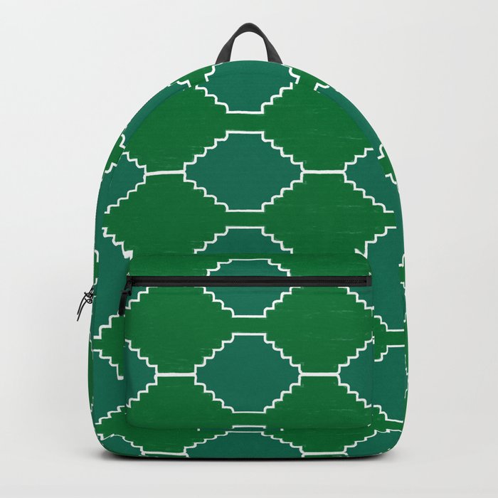 Green + Teal Southwestern Traditional Fabric Pattern Backpack