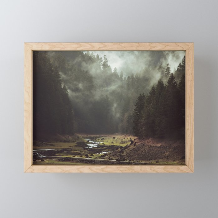 Foggy Forest Creek Framed Mini Art Print