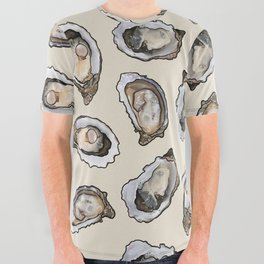 Oysters by the Dozen in Cream All Over Graphic Tee