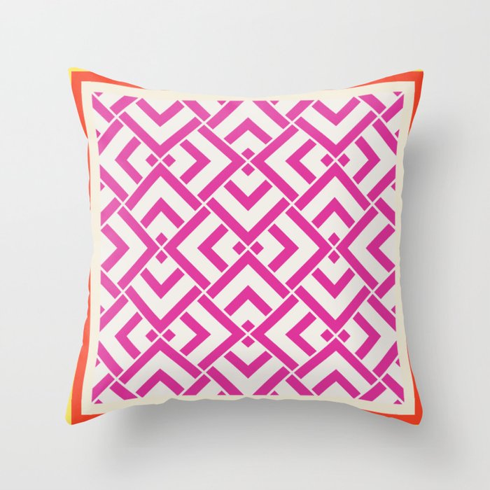 Hot pink summer geometric pattern pillow Throw Pillow