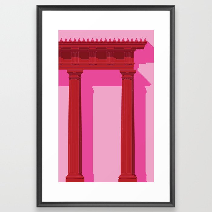 Doric Entablture in Red Framed Art Print