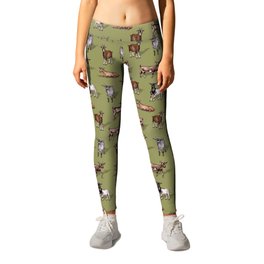 Tiny Goats on Green - Goat Herd Pattern Leggings